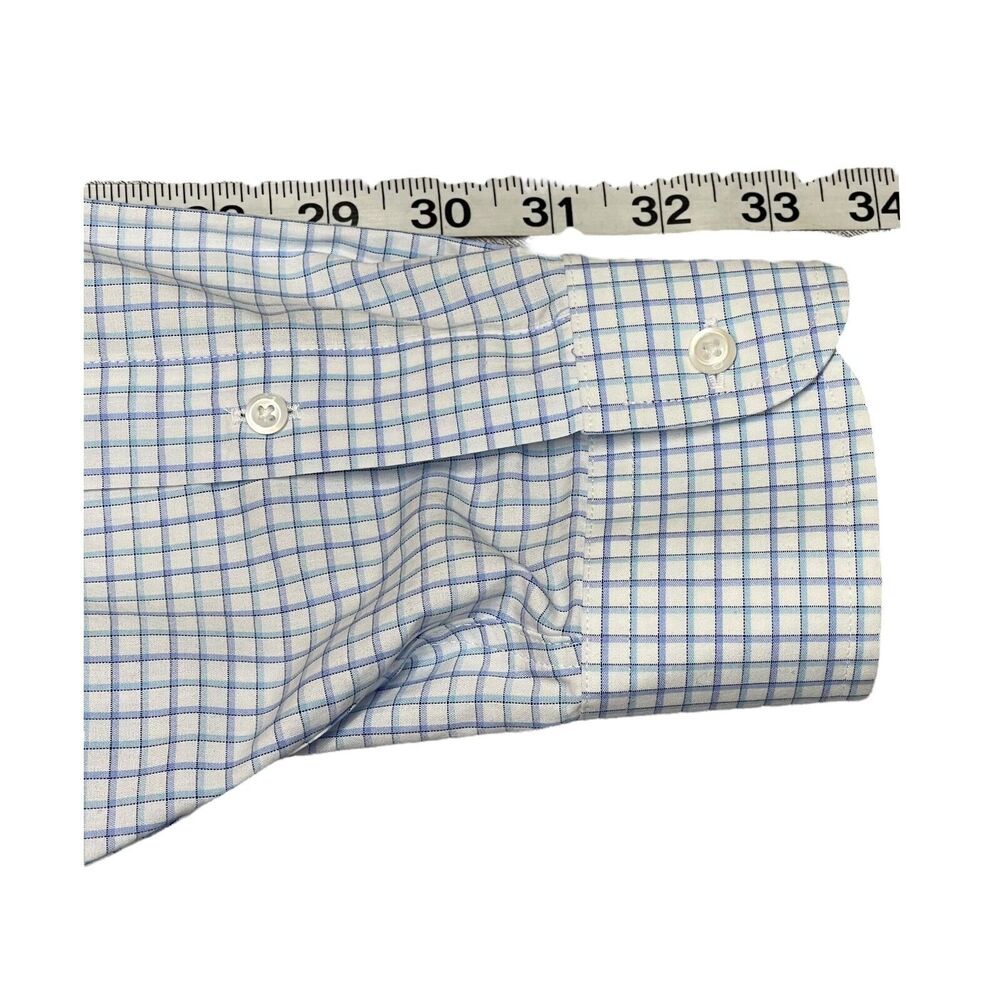 Jos A Bank Traveller Dress Shirt Men's 16.5 Multicolor Check Cotton Tailored Fit - Picture 6 of 6